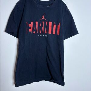 Nike Kids Black Tee with Red 'Earn It' Graphic